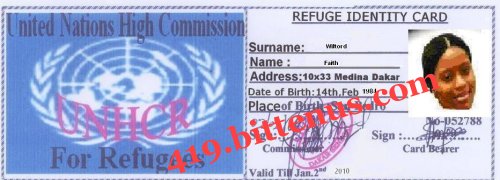 Faith refugee identity card